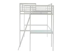 Vente-unique Kinderbed Hoogslaper-Hoogslaper Casual Ii - 140 X 190 Cm - Met Bureau - Wit
