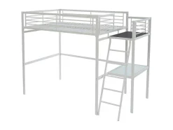 Vente-unique Kinderbed Hoogslaper-Hoogslaper Casual Ii - 140 X 190 Cm - Met Bureau - Wit
