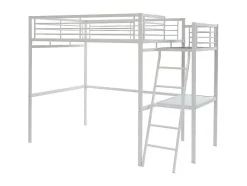 Vente-unique Kinderbed Hoogslaper-Hoogslaper Casual Ii - 140 X 190 Cm - Met Bureau - Wit
