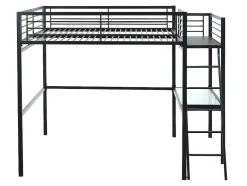 Vente-unique Kinderbed Hoogslaper-Hoogslaper Casual Ii - Bed 140 X 190 Cm - Bureau - Antraciet