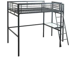 Vente-unique Kinderbed Hoogslaper-Hoogslaper Casual Ii - Bed 140 X 190 Cm - Bureau - Antraciet