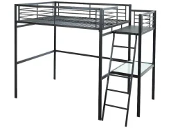 Vente-unique Kinderbed Hoogslaper-Hoogslaper Casual Ii - Bed 140 X 190 Cm - Bureau - Antraciet