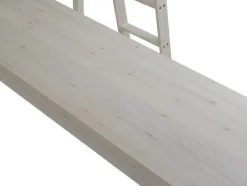 Vente-unique Kinderbed Hoogslaper-Hoogslaper Gedeon - 90 X 190 Cm - Met Bureau - Massief Grenen - Gebleekt