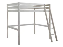 Vente-unique Kinderbed Hoogslaper-Hoogslaper Gedeon Ii - 140 X 190 Cm - Massief Grenen - Gebleekt + Matras