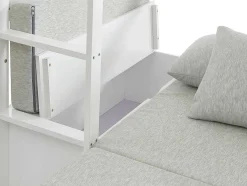 Vente-unique Kinderbed-Hoogslaper Goliath Ii Met Bureau, Bedbank En Opbergruimte - 90 X 200 Cm - Massief Grenen - Gebleekt