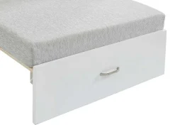 Vente-unique Kinderbed-Hoogslaper Goliath Ii Met Bureau, Bedbank En Opbergruimte - 90 X 200 Cm - Massief Grenen - Gebleekt