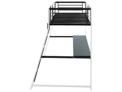 Vente-unique Kinderbed Hoogslaper-Hoogslaper Malicia - Bed 90 X 190 Cm - Ingebouwd Bureau - Zwart En Wit