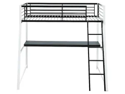 Vente-unique Kinderbed Hoogslaper-Hoogslaper Malicia - Bed 90 X 190 Cm - Ingebouwd Bureau - Zwart En Wit