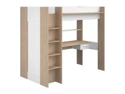 Vente-unique Kinderbed Hoogslaper-Hoogslaper Met Bureau En Kast - 90 X 200 Cm - Wit En Naturel - Auckland