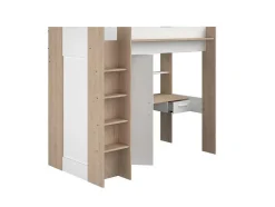 Vente-unique Kinderbed Hoogslaper-Hoogslaper Met Bureau En Kast - 90 X 200 Cm - Wit En Naturel - Auckland