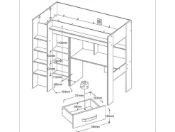 Vente-unique Kinderbed Hoogslaper-Hoogslaper Met Bureau En Kast - 90 X 200 Cm - Wit En Naturel - Auckland