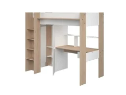 Vente-unique Kinderbed Hoogslaper-Hoogslaper Met Bureau En Kast - 90 X 200 Cm - Wit En Naturel - Auckland