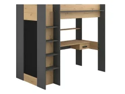 Vente-unique Kinderbed Hoogslaper-Hoogslaper Met Bureau En Kast - 90X200Cm - Naturel En Antraciet + Matras - Auckland