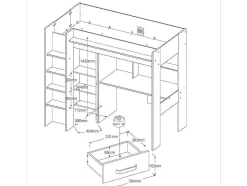 Vente-unique Kinderbed Hoogslaper-Hoogslaper Met Bureau En Kast - 90X200Cm - Naturel En Antraciet + Matras - Auckland