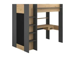 Vente-unique Kinderbed Hoogslaper-Hoogslaper Met Bureau En Kast - 90X200Cm - Naturel En Antraciet - Auckland