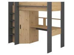 Vente-unique Kinderbed Hoogslaper-Hoogslaper Met Bureau En Kast - 90X200Cm - Naturel En Antraciet - Auckland