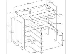 Vente-unique Kinderbed Hoogslaper-Hoogslaper Met Bureau En Kast - 90X200Cm - Naturel En Antraciet - Auckland