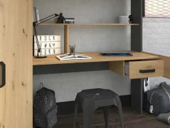 Vente-unique Kinderbed Hoogslaper-Hoogslaper Met Bureau En Kast - 90X200Cm - Naturel En Antraciet - Auckland