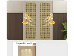 ModernLuxe Schoenenkast-Houten Schoenenkast - 2 Rotan Deuren En 3 Verstelbare Interne Planken - Naturel