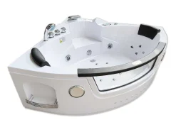 ELITESHOPPING Massagebad-Hydromassage Chromotherapiebad 140 X 140 Cm Met Verwarming En Dubbele Pomp 20 Jets Camelia