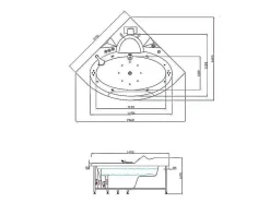ELITESHOPPING Massagebad-Hydromassage Chromotherapiebad 140 X 140 Cm Met Verwarming En Dubbele Pomp 20 Jets Camelia