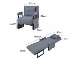Vente-unique Uitklapbare Fauteuil-3-In-1 Converteerbare Fauteuil In Stof - Grijs