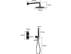 Shower & Design Douchekolom-Inbouw Douche Met Thermostatische Mengkraan - Mat Zwart - Timavo