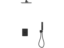 Shower & Design Douchekolom-Inbouw Douche Met Thermostatische Mengkraan En Vaste Wandhouder - Mat Zwart - Terek