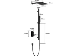 Shower & Design Douchekolom-Inbouwdoucheset Met Thermostatische Mengkraan En Verstelbare Wandhouder - Mat Zwart - Terek