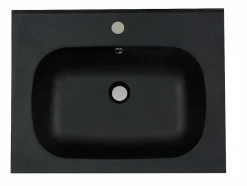 Shower & Design Wastafel-Inbouwwastafel In Hars Met Steenlook - Zwart - L60 X B46 Cm - Okiwa
