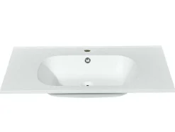 Shower & Design Wastafel-Inbouwwastafel In Hars Met Steenlook - Wit - L80 X B46 Cm - Okiwa