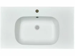 Shower & Design Wastafel-Inbouwwastafel In Hars Met Steenlook - Wit - L80 X B46 Cm - Okiwa