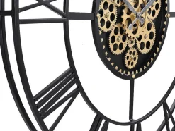 Vente-unique Wandklok-Industriele Wandklok - D80 Cm - Metaal - Zwart En Goudkleurig - Karial