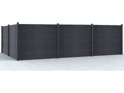 EXPERTLAND Afscherming En Omheining-Ingraafbare Omheining H156 Cm - Set 6 Composietplaten + 2 Antracietkleurige Palen - Enola