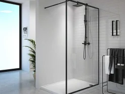 Shower & Design Douchewand-Inloopdouchescherm - 120 X 200 Cm - Mat Zwart - Gehard Glas - Amberi