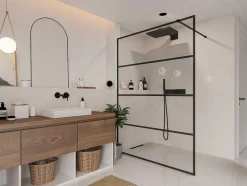 Shower & Design Douchewand-Inloopdouchewand Inaya In Industriele Stijl - 140X200 Cm