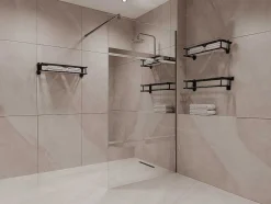 Shower & Design Douchewand-Italiaanse Douchewand Mat Zwart Met Spiegeleffect - 120 X 200 Cm - Zenado
