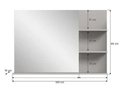 Vente-unique Accessoires & Spiegels-Jaru Spiegel Bad 100Cm 3 Planken Grijs,Zwart.