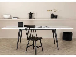 Vente-unique Eettafel-Jimmy Eetkamertafel 90X150/240Cm Met Extra Plaat Hpl Wit.
