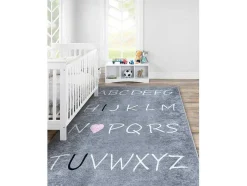 RugsX Kindervloerkleed-Junior 52106.801 Tapijt Wasbaar Alfabet Voor Kinderen Antislip - Grijs 120X170 Cm