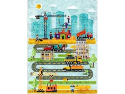 RugsX Kindervloerkleed-Junior 52105.801 Tapijt Wasbaar Bouwplaats Dieren Voor Kinderen Antisl 160X220 Cm