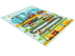 RugsX Kindervloerkleed-Junior 52105.801 Tapijt Wasbaar Bouwplaats Dieren Voor Kinderen Antisl 160X220 Cm