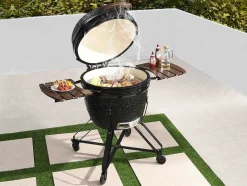 Vente-unique Buitenkeuken-Kamado-Houtskoolbarbecue Van Keramiek En Bamboe 67 X 85 X 120 Cm - Ayumi