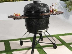 Vente-unique Buitenkeuken-Kamado-Houtskoolbarbecue Van Keramiek En Bamboe 67 X 85 X 120 Cm - Ayumi