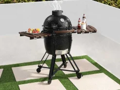 Vente-unique Buitenkeuken-Kamado-Houtskoolbarbecue Van Keramiek En Bamboe 45 X 63 X 105 Cm - Izaki