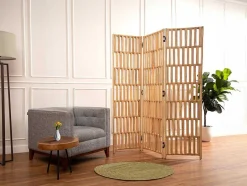 OZAIA Kamerscherm-Kamerscherm Van Rotan Met 3 Luien - L140 X H180 Cm - Naturel - Gideon