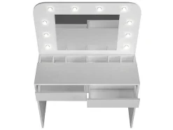 Vente-unique Kaptafels-Kaptafel Jospehine - Led-Spiegel En Opbergruimte - Wit