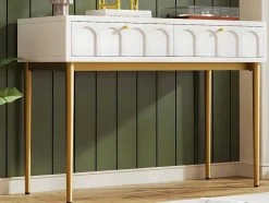 ModernLuxe Kaptafels-Kaptafel Met 2 Laden - In Spaanplaat - Wit