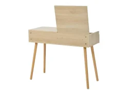 ModernLuxe Kaptafels-Kaptafel Met Opbergspiegel, 3 Laden, Meerdere Opbergvakken, Grote Opbergcapaciteit - Naturel (Kruk Niet Inbegrepen)