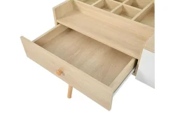ModernLuxe Kaptafels-Kaptafel Met Opbergspiegel, 3 Laden, Meerdere Opbergvakken, Grote Opbergcapaciteit - Naturel (Kruk Niet Inbegrepen)